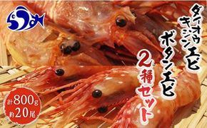 ダイオウキジンエビ(ガサエビ)とボタンエビのセット  えび エビ 海老 食べ比べ 魚介 魚介類 北海道 羅臼町 海産物 冷凍 刺身 フライ 生産者 支援 応援 016942_AH013