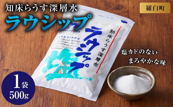 ラウシップ 500g　1個  海洋深層水 世界自然遺産 知床らうすブランド認証品 南オーストラリア 天日海水塩 ペットボトル ミネラル 北海道 知床 羅臼 塩 生産者 支援 016942_AK060