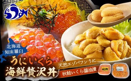 【先行予約】知床羅臼産 うに・いくら贅沢海鮮丼セット（無添加エゾバフンうに（塩水うに）100g×1、秋鮭いくら醤油漬100g×1） 016942_BX019