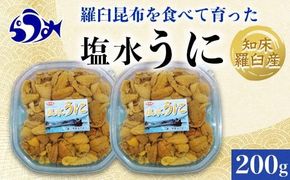 【先行予約/2026年1月より発送】天然 エゾバフンうに （中）塩水うに 200g （100g×2枚）ミョウバン不使用 北海道産 知床羅臼産 016942_BY004