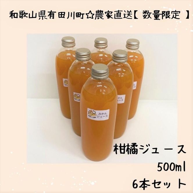 ［農家直送］数量限定　温州みかん100％ 搾りたてのみかんジュース　500ml× 6本  DB005