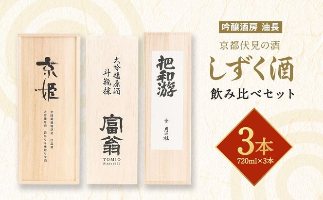 【吟醸酒房 油長】京都伏見の酒 「しずく酒」飲み比べセット｜人気酒店 純米大吟醸 飲み比べ［ 京都 伏見 酒房 飲み比べ 純米大吟醸 大吟醸原酒 人気 おすすめ お酒 日本酒 地酒 ご当地 酒蔵 酒造 ギフト プレゼント お取り寄せ 通販 送料無料 ふるさと納税 ］ 261009_A-CN021