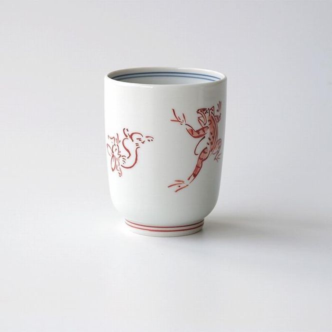 【たち吉】鳥獣戯画 湯呑 赤絵 261009_A-GU007