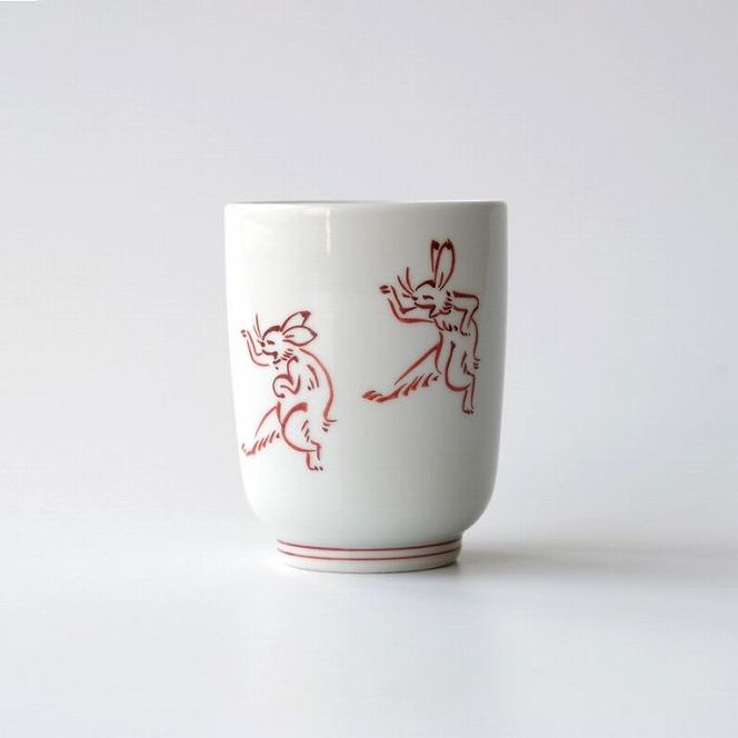 【たち吉】鳥獣戯画 湯呑 赤絵 261009_A-GU007