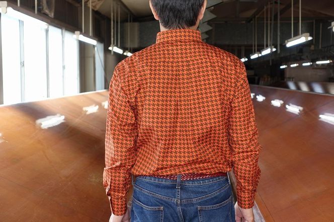 【鷲野染工場】メンズシャツ（千鳥格子） Ｍサイズ 261009_A-MP004VC01