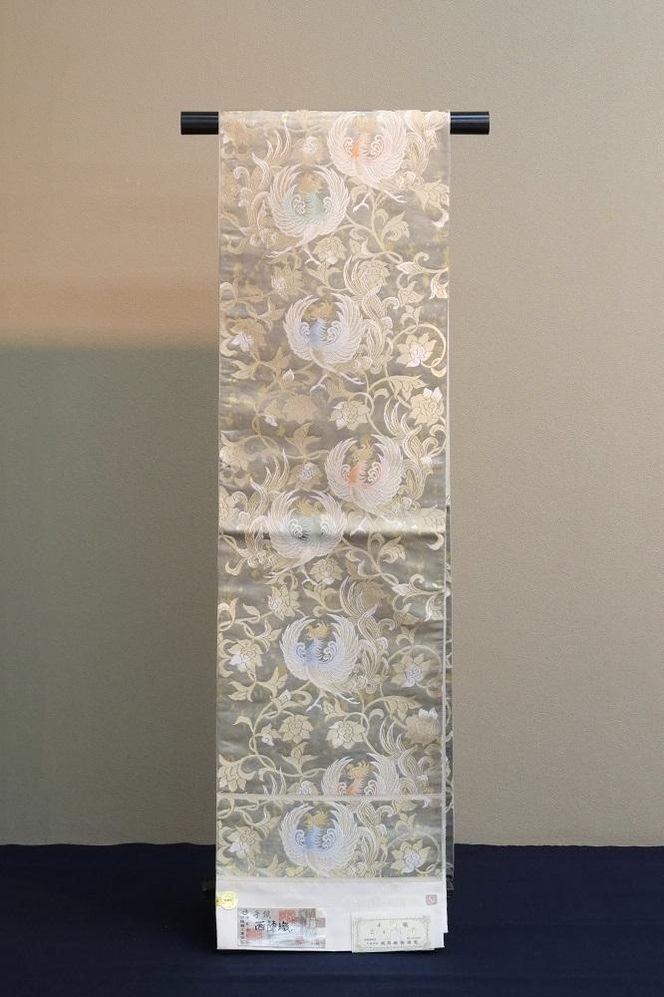 【服部織物】 手織こはく錦袋帯 鳳凰唐草文様（お仕立付） 261009_A-MR001