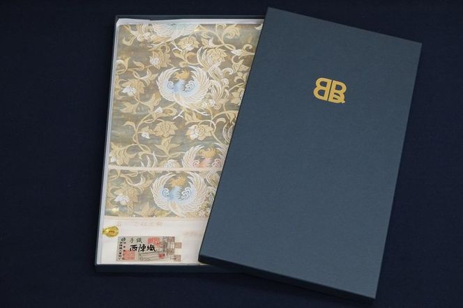【服部織物】 手織こはく錦袋帯 鳳凰唐草文様（お仕立付） 261009_A-MR001