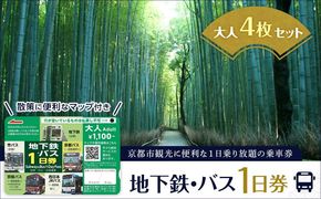 【京都市交通局】地下鉄・バス１日券（大人券４枚セット） 261009_A-PX007