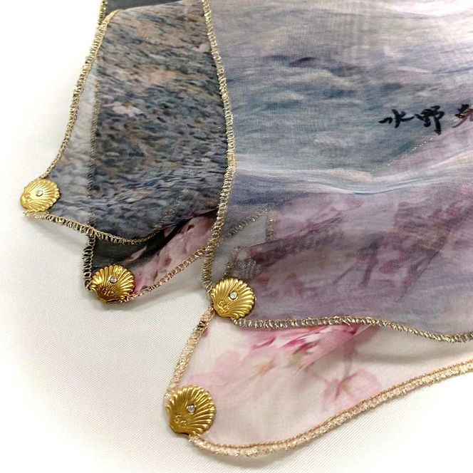 【マルナカ商事】京都スカーフ 「桜匂う  ～渡月橋～」 1枚 261009_A-QC001