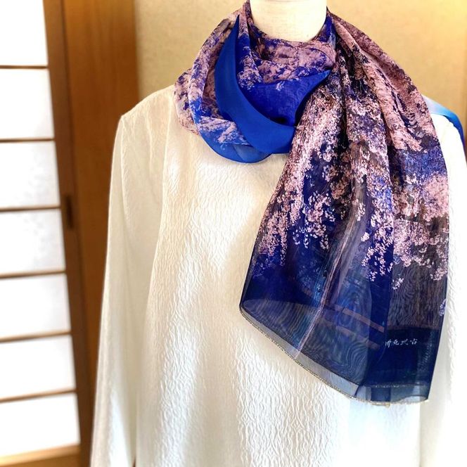 【マルナカ商事】京都スカーフ 「祗園しだれ桜  ～円山公園～」 1枚 261009_A-QC002