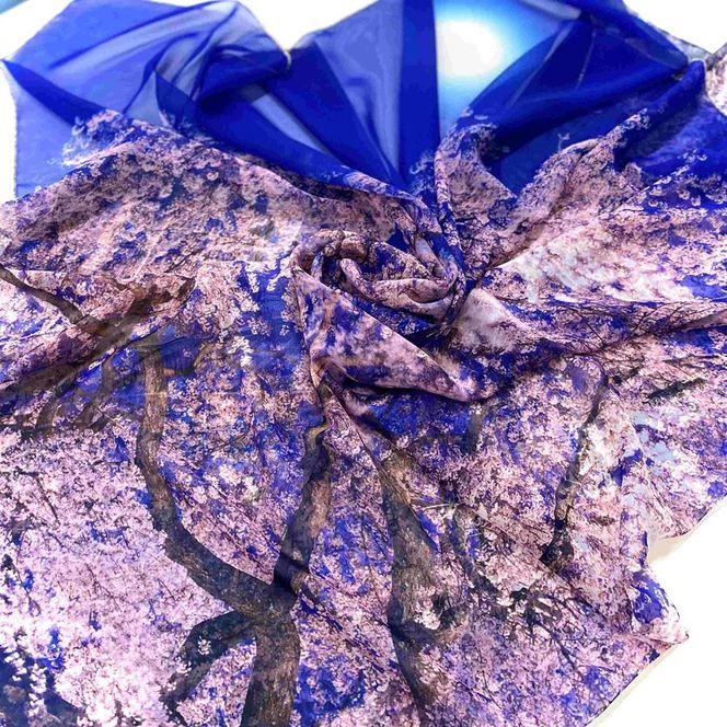 【マルナカ商事】京都スカーフ 「祗園しだれ桜  ～円山公園～」 1枚 261009_A-QC002