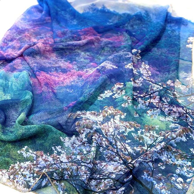 【マルナカ商事】京都スカーフ 「高雄 ～桜～」1枚 261009_A-QC003