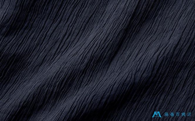 【YAMASHIRO】藤巻百貨店別注 スタンドカラーシャツ（麻100％ 京ちぢみ・ネイビー） 261009_A-RB002