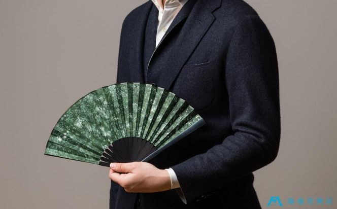 藤巻百貨店別注 創業300年白竹堂×伝統工芸士重野泰正 鹿革（ディアスキン）京鹿の子絞り扇子【グリーン】 261009_A-RB006