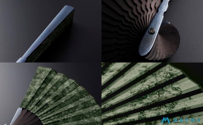 藤巻百貨店別注 創業300年白竹堂×伝統工芸士重野泰正 鹿革（ディアスキン）京鹿の子絞り扇子【グリーン】 261009_A-RB006