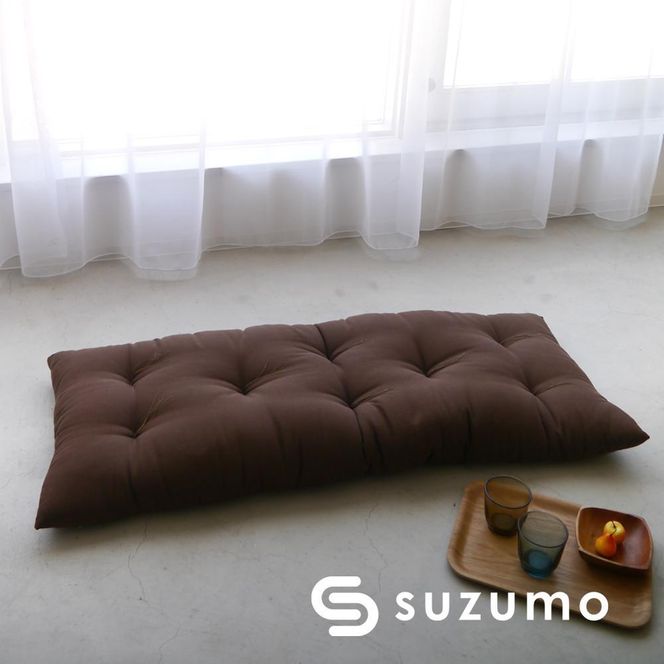 【鈴茂】京都の布団職人が作った二重ガーゼの長座布団（1枚）茶色 261009_A-RD002VC02