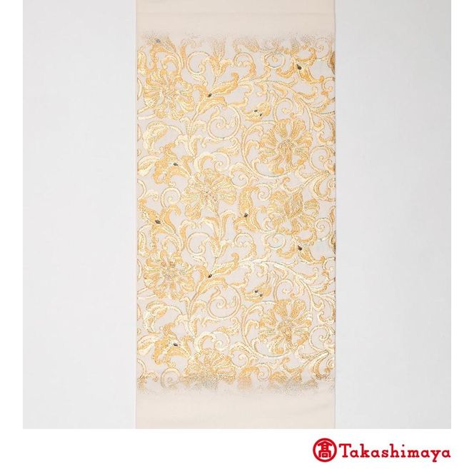 【龍村美術織物】龍村錦帯 袋帯 彫篭唐花文 白【高島屋選定品】 261009_A-RG044
