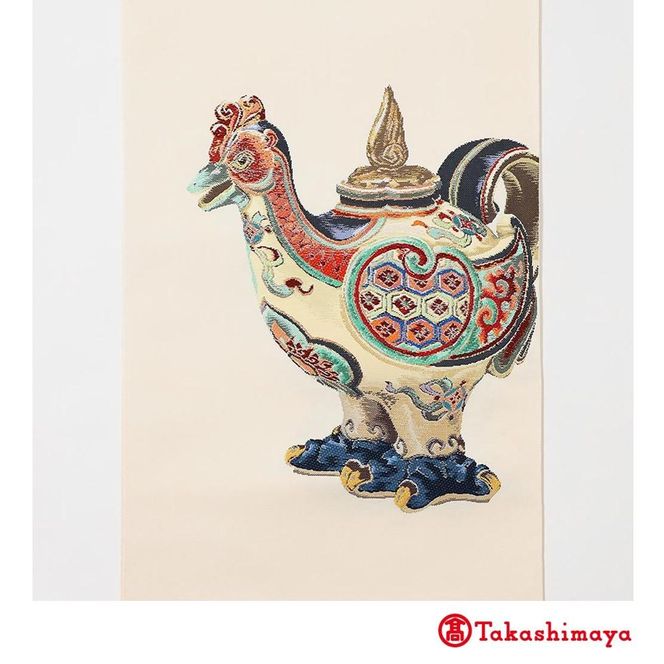 【龍村美術織物】龍村錦帯 袋帯 彩釉鳳凰錦 白茶【高島屋選定品】 261009_A-RG048