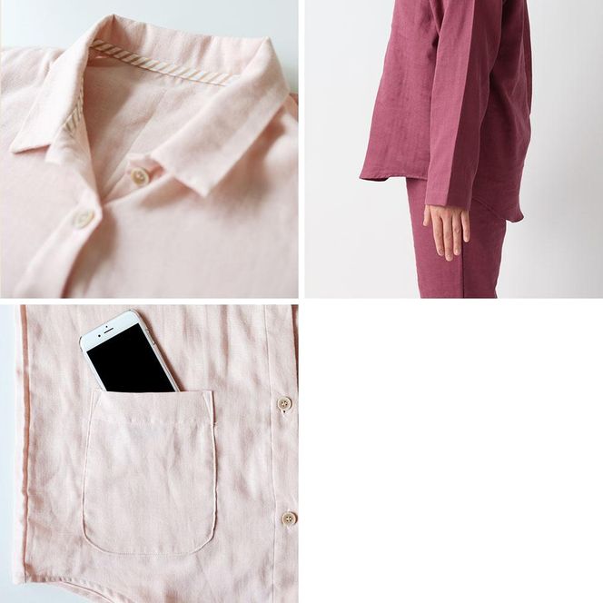 【岩本繊維】和晒京ふたえガーゼ レディースパジャマ【Lサイズ・ワイン】 261009_A-SV001VC08