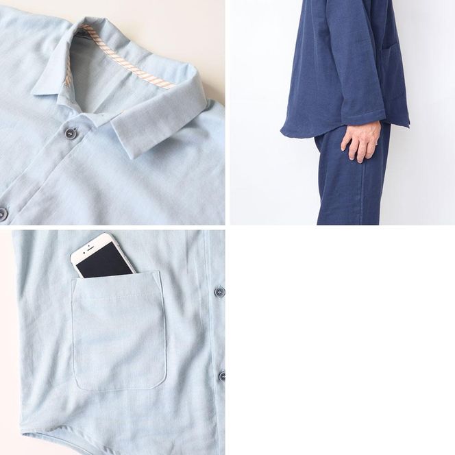 【岩本繊維】和晒京ふたえガーゼ メンズパジャマ【Lサイズ・ネイビー】 261009_A-SV002VC08