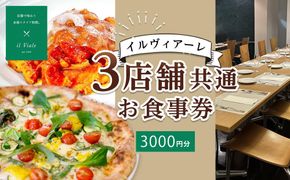 【イル ヴィアーレ】il Viale 3店舗共通お食事券★3,000円分★［ 京都  ピザ イタリアン 人気 おすすめ 窯焼き 焼きたて グルメ チケット 割引 チーズ イルヴィアーレ ］ 261009_A-TF005