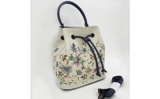 【京都丸紅】V&A京友禅巾着バッグ（オフ） 261009_A-UU001VC01