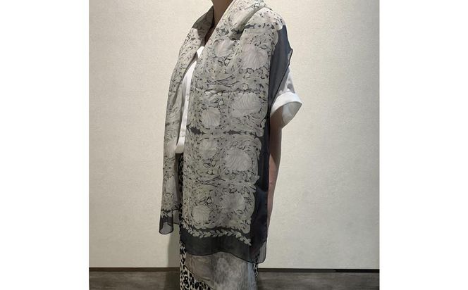 【京都丸紅】V&Aシルクオーガンジーショール（グレー） 261009_A-UU002VC01