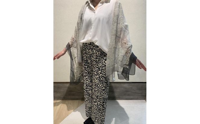 【京都丸紅】V&Aシルクオーガンジーショール（モノトーン） 261009_A-UU002VC03