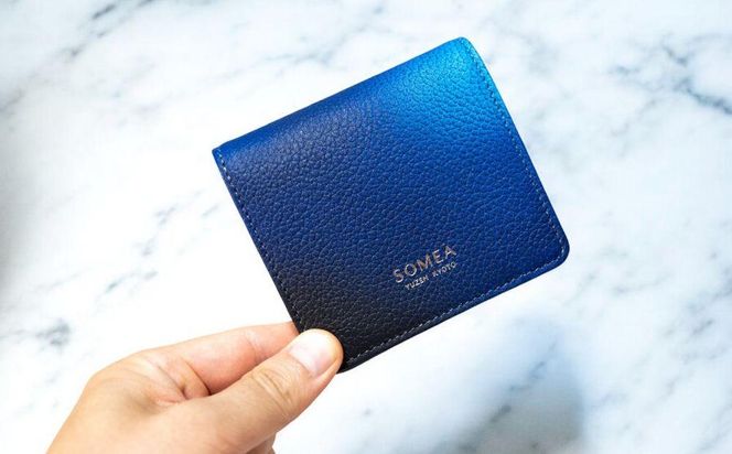 【池内友禅】SOMEA brume バイフォールドウォレット(タンゴブルー)｜京都 友禅染 ブランド 財布 人気［ 京都 サイフ コンパクト おすすめ 革製品 本格 通勤 雑貨 高級 男女兼用 お取り寄せ 通販 送料無料 ふるさと納税 ］ 261009_B-CA118