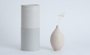 【瑞光窯-ZUIKOU-】フラワーベース＆ドライフラワー　No.002 Ecru Beige × スターフラワー　花 花瓶 陶磁器 シンプル 京都 261009_B-HK18