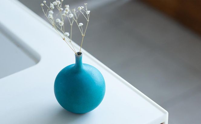 【瑞光窯-ZUIKOU-】フラワーベース＆ドライフラワー　No.011 Blue Jasper × カスミソウ　花 花瓶 陶磁器 シンプル 京都 261009_B-HK20