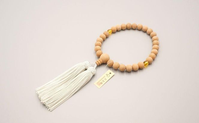 【神戸珠数店】〈京念珠〉 桜 黄水晶入り ジェンダーレス数珠 男女兼用 261009_B-JN36