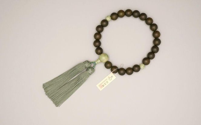 【神戸珠数店】〈京念珠〉 緑檀生命樹 独山玉入り 男性用数珠【数珠袋付き】｜京都 念珠 仏具［ 京都 京念珠 珠数 数珠 仏具 メンズ 人気 おすすめ お取り寄せ 通販 送料無料 ふるさと納税 ］ 261009_B-JN37