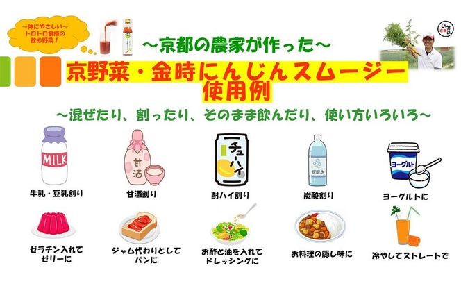 【anyone】京都の農家が作った京野菜・金時にんじんスムージー（3本セット） 261009_B-TL03