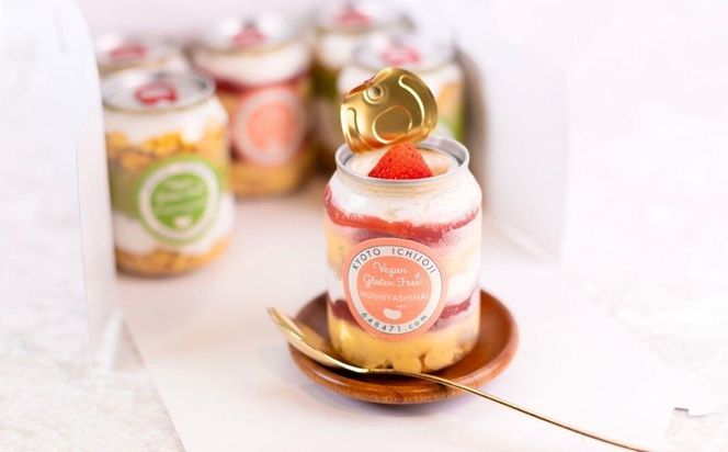 【むしやしない】ミラクル＊ケーキ缶セット（いちご3個・抹茶3個）［ 京都 一乗寺 豆乳 スイーツ ケーキ パフェ グルテンフリー ヴィーガン アレルギー対応 人気 おすすめ お菓子 詰め合わせ セット お取り寄せ 通販 ふるさと納税 ］ 261009_B-WQ04