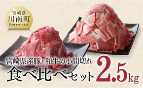 【宮崎県産】和牛と豚肉のこま切れセット 2.5kg [D00642]