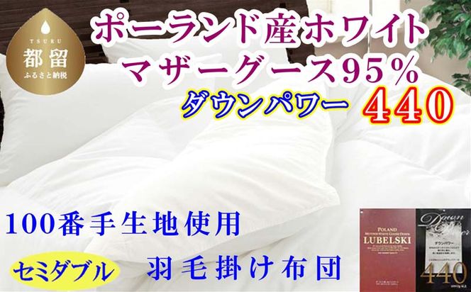 CK452 羽毛布団 セミダブルポーランド産マザーグース95%ダウンパワー4４0 １００番手170×210cm羽毛掛け布団