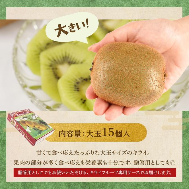和歌山県産 秀品 キウイフルーツ 大玉15個入 こだわり農家厳選 先行予約 ［2026年12月中旬頃から2027年1月中旬頃順次発送］［KG28］ 303446_XM90028