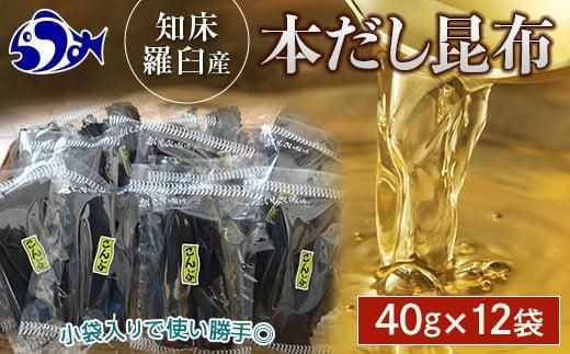羅臼昆布だし用小分け昆布12袋セット(40g×12袋)北海道　知床　羅臼産　生産者 支援 応援 016942_AH050