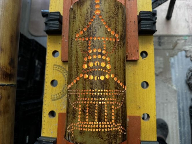 プレミア和歌山認定　高野町限定デザイン　banboo light　高野町産の竹あかり　竹灯籠  天然竹    天然竹 竹製 灯籠  手作り キャンドル インテリア おしゃれ 室内 照明 明かり 灯り 民芸品  プレゼント ギフト 303446_DK001