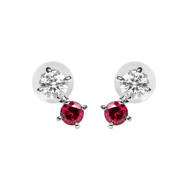 【高島屋選定品】＜京セラ＞クレサンベール＜ルビー／ダイヤモンド ＞PT900 ピアス カジュアル 7月誕生石 ［ 京都 宝石 ジュエリー 人気 おすすめ 高級  特別 おしゃれ ファッション ブランド ダイヤ  ルビー ］ 261009_A-XG004