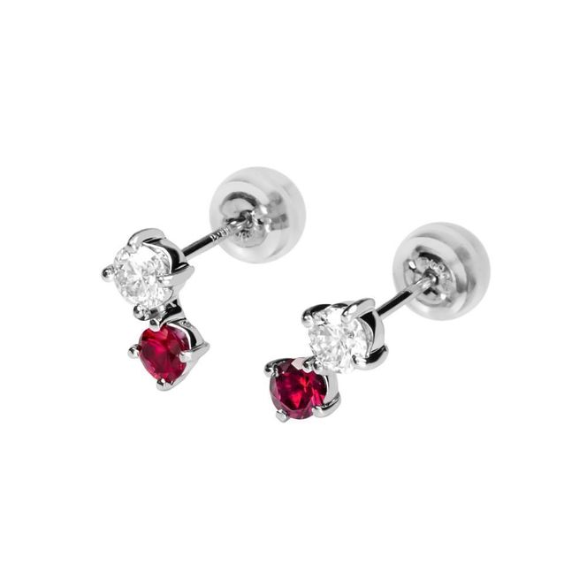 【高島屋選定品】＜京セラ＞クレサンベール＜ルビー／ダイヤモンド ＞PT900 ピアス カジュアル 7月誕生石 ［ 京都 宝石 ジュエリー 人気 おすすめ 高級  特別 おしゃれ ファッション ブランド ダイヤ  ルビー ］ 261009_A-XG004
