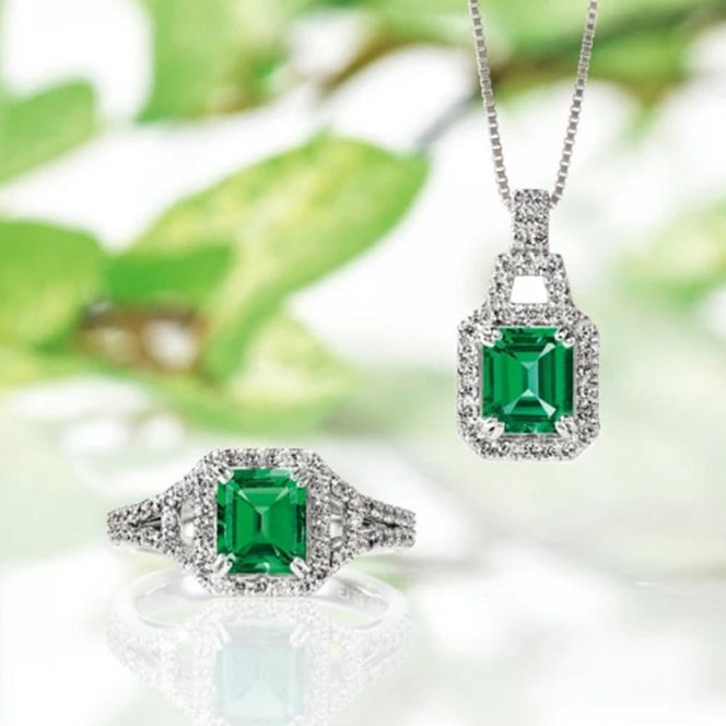 【高島屋選定品】＜京セラ＞クレサンベール＜エメラルド／ダイヤモンド／プラチナ＞PT900 リング エメラルドカット 5月誕生石 ［ 京都 宝石 ジュエリー 人気 おすすめ 高級  特別 おしゃれ ファッション ブランド ダイヤ エメラルド ］ 261009_A-XG005