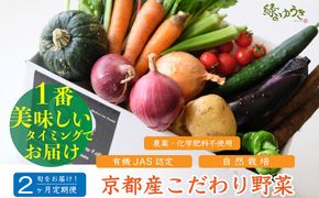 ＜2か月定期便＞2026年発送【緑のゆうき】購入された野菜の売上の1％が、社会貢献に 京都産のこだわり野菜（有機野菜、栽培期間中農薬・化学肥料不使用など）を 美味しいタイミングで収穫したセット 261009_B-KS22