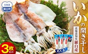 大人気！北海道知床羅臼産いかの開き干し(3枚セット) イカ 海産物 北海道 魚介類 冷凍 国産 生産者 支援 応援 016942_AM051