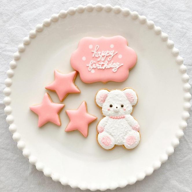 お誕生日クッキー〈くまさん〉　ピンク　merry.cooking【数字:6】 272183_DD002VC06