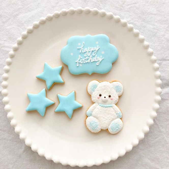 お誕生日クッキー〈くまさん〉　ブルー　merry.cooking【数字:8】 272183_DD003VC08