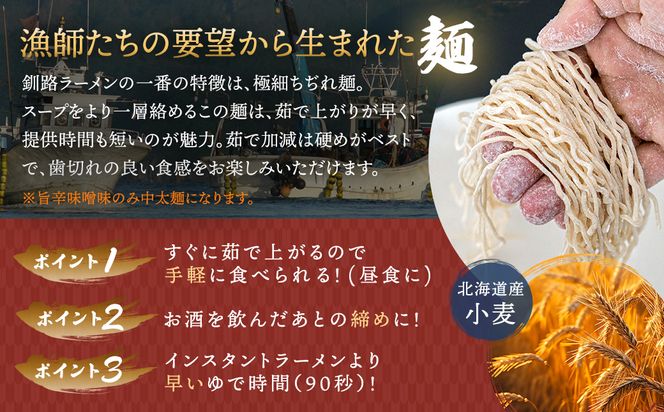 121-1224-126　【定期便12ヶ月】味噌 ラーメン 8食分 ＜1食入×8袋 スープ用 調味料付＞ 北海道 釧路で人気 ラーメン 細麺 釧路ラーメン 森谷食品 冷蔵