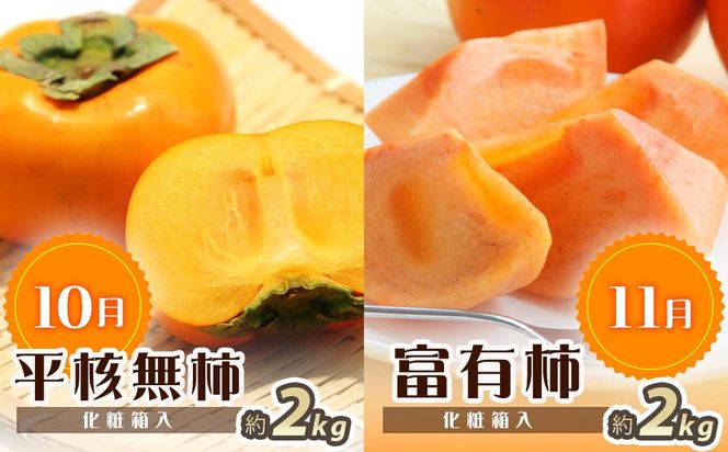 【7・8・10・11月 全4回】紀州和歌山産旬のフルーツセット（バレンシア・桃・ひらたねなし柿・富有柿）【UT81】 303446_XF91144