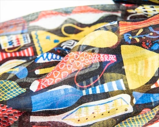 シルク×カシミアストール「ポテリー」マルチカラー[スティグリンドベリ]（男女兼用）天然素材ストール専門店muto FAA4033